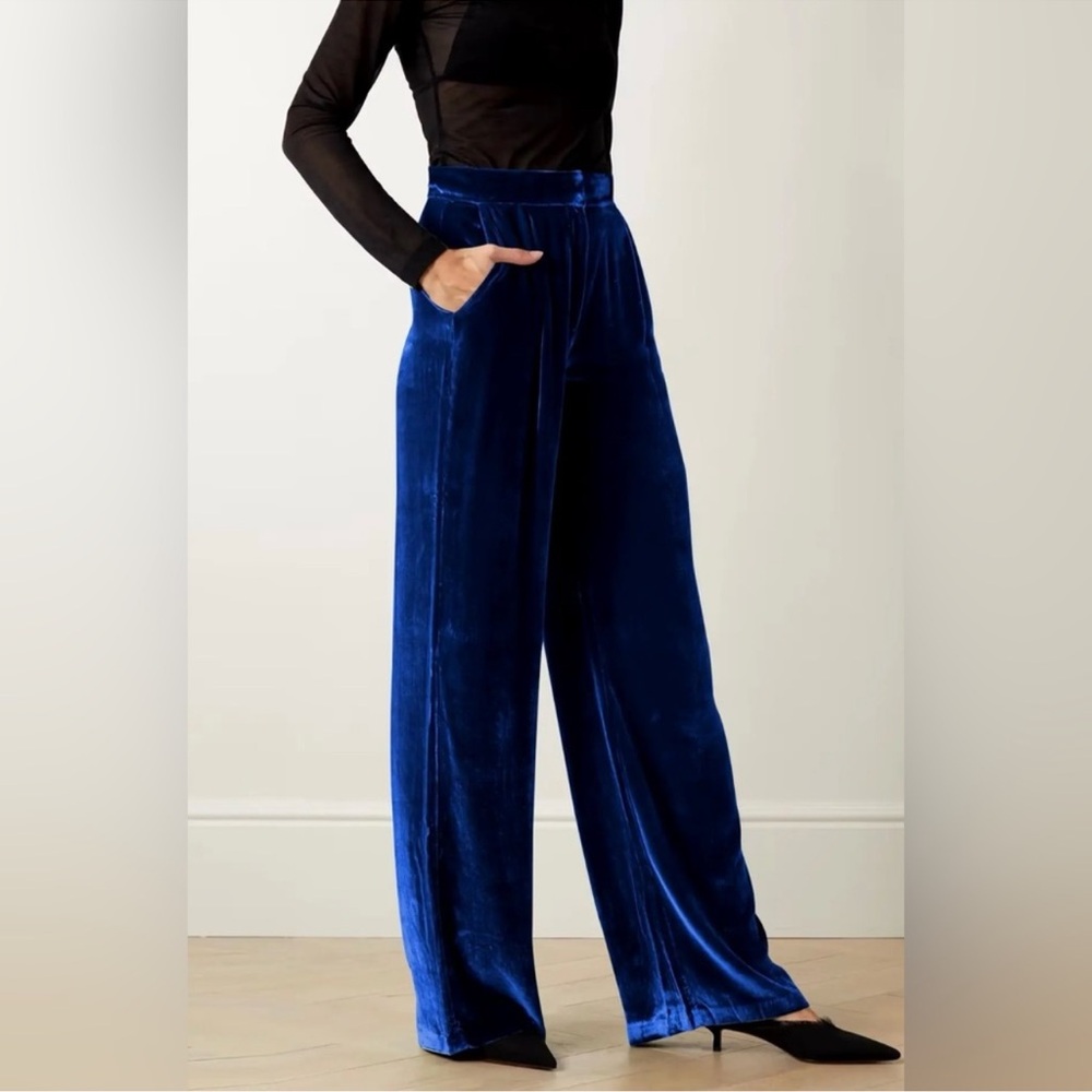 FRNCH Blue Wide Leg Jumpsuit with Belted Waist